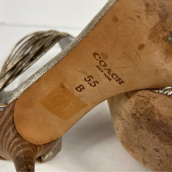 Coach Metallic Silver Strappy Heels - Picture 8 of 9